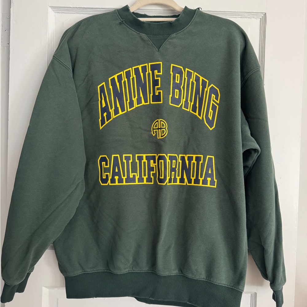 Anine Bing Green Sweatshirt with Yellow Logo